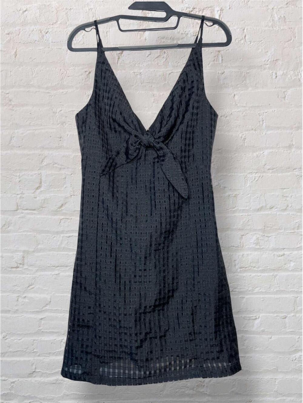 BCBGeneration Textured Black Checkered Mini Dress Off duty 2